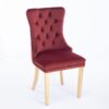 Nikki - Modern, High-End Tufted Solid Wood Contemporary Velvet Upholstered Dining Chair With Golden Stainless Steel Plating Legs, Nailhead Trim (Set of 2) - Burgundy - Image 5