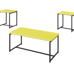 GT - 3 Piece Carbon Fiber Wrap Coffee Table And End Table (Set of 3) - Yellow