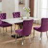Nikki - Modern, High-End Tufted Solid Wood Contemporary Velvet Upholstered Dining Chair With Chrome Stainless Steel Plating Legs, Nailhead Trim (Set of 2) - Purple / Chrome - Image 18