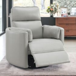 Sagen - Faux Leather Glider Recliner With Swivel - Gray