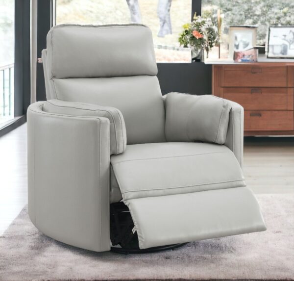Sagen - Faux Leather Glider Recliner With Swivel - Gray