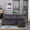 Reversible Sectional Storage Sleeper Sofa Bed, L-Shape 2 Seat Sectional Chaise With Storage, Skin-Feeling Velvet Fabric - Dark Gray - Image 4