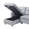 Ivy - Velvet Reversible Sleeper Sectional Sofa With Storage Chaise And Side Pocket - Light Gray - Image 6