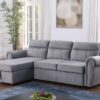 Ashton - Velvet Fabric Reversible Sleeper Sectional Sofa Chaise - Gray - Image 10