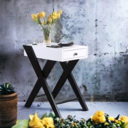 Fierce - Accent Table With Built - In USB Port - White / Black