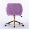 Office Chair, Artificial Rabbit Hair Home Office Chair With Golden Metal Base, Adjustable Desk Chair Swivel Office Chair, Vanity Chair - Violet - Image 9