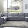 Tifton - Linen 7 Seat Reversible Modular Sectional Sofa Chaise - Light Gray - Image 5