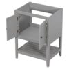 Bathroom Vanity Base Only, Soild Wood Frame, Bathroom Storage Cabinet With Doors And Open Shelf - Gray - Image 9