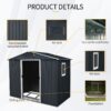 8Ft X 4Ft Outdoor Metal Storage Shed With Window And Metal Foundation For Backyard, Patio, Lawn - Black / White - Image 5