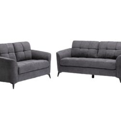 Callie - Woven Fabric Living Room Sofa, Loveseat (Set of 2) - Gray