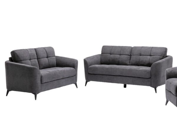 Callie - Woven Fabric Living Room Sofa, Loveseat (Set of 2) - Gray