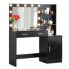 Vanity Desk With Mirror And Lights, 46.4In Dressing Table With 2 Large Drawer & Large Vertical Organizer, 3 Level Dresser & 3 Lighting Modes Adjustable Brightness, Suitable For Bedroom - Black - Image 5