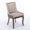 Ultra Side Dining Chair, Thickened Fabric Chairs With Neutrally Toned Solid Wood Legs, Bronze Nail Head, (Set of 2) - Beige / Patterned - Image 5