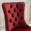 Nikki - Modern, High-End Tufted Solid Wood Contemporary Velvet Upholstered Dining Chair With Golden Stainless Steel Plating Legs, Nailhead Trim (Set of 2) - Burgundy - Image 9