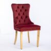 Nikki - Modern, High-End Tufted Solid Wood Contemporary Velvet Upholstered Dining Chair With Golden Stainless Steel Plating Legs, Nailhead Trim (Set of 2) - Burgundy - Image 4