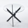 5 Pieces Dining Set, Table Metal Leg Mid-Century Dining Table For 4 - 6 People With Glass Table Top, Pedestal Dining Table, End Table Leisure Coffee Table - Beige / Black - Image 6