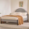 Queen Bed Frame Modern Upholstered Curved Headboard - Gray - Image 5