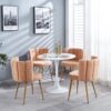 Modern Dining Chair (Set of 2) With Iron Tube Wood Color Legs, Shorthair Cushions And Comfortable Backrest, Suitable For Dining Room, Living Room, Cafe, Simple Structure - Light Beige - Image 4