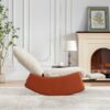 Modern Rocking Chair Recliner, Comfy Rocker Nursery Chair With Footrest, Accent Reading Chair, Upholstered Lounge Chair For Relaxing, Resting, Soft Padded Rocker For Indoor Living Room Bedroom - Orange - Image 20