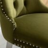Nikki - Modern, High-End Tufted Solid Wood Contemporary Velvet Upholstered Dining Chair With Chrome Stainless Steel Plating Legs, Nailhead Trim (Set of 2) - Olive Green / Chrome - Image 11