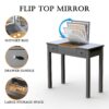 Vanity Table With LED Lights, Flip-Top Mirror And 2 Drawers, Jewelry Storage - Sleek Gray - Image 5