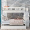 Twin Over Full Bunk Bed With Trundle And Staircase - White - Image 2