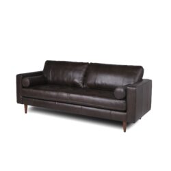 Mid-Century Tufted Leather Sofa - Espresso