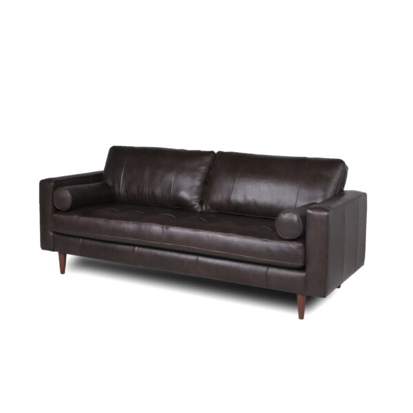 Mid-Century Tufted Leather Sofa - Espresso