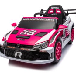 12V4A 20W*2 One Button Start, Forward And Backward, High And Low Speed, Music, Front Light, Power Display, Two Doors Can Open, 2.4G R / C, Seat Belt Four Wheel Absorber Kids Ride On Car - Pink