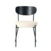 Modern Gray Simple Dining Chair Upholstered Chair Family Bedroom Stool Back Dressing, Black Round Table Set, Bentwood Covered With Ash Veneer Chair Back, Chair Metal Legs (Set of 3) - Black / Cream - Image 18