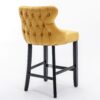 Contemporary Velvet Upholstered Wing-Back Barstools With Button Tufted Decoration And Wooden Legs, And Chrome Nailhead Trim, Leisure Style Bar Chairs, Bar Stools (Set of 4) - Gold - Image 6