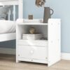Full Bed With Headboard And Footboard For Kids, Teens, Adults, With A Nightstand - White - Image 6