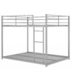 Full Over Full Metal Bunk Bed, Low Bunk Bed With Ladder - Silver - Image 5