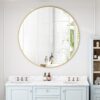 Wall Mirror Circular Mirror Metal Framed Mirror Round Vanity Mirror Dressing Mirror, For Bathroom, Living Room, Bedroom - Gold - Image 2