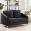 Sofia - Velvet Modern Chic Loveseat Couch - Black - Image 4