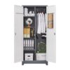 Metal Storage Cabinets, Cleaning Tool Cabinet With Locking Door, Tall Broom Tool Organizer, Large Storage Cabinet For Kitchen - Gray / White - Image 22