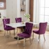 Nikki - Modern, High-End Tufted Solid Wood Contemporary Velvet Upholstered Dining Chair With Chrome Stainless Steel Plating Legs, Nailhead Trim (Set of 2) - Purple / Chrome - Image 15