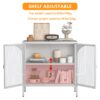 Metal Sideboard Cabinet, Accent Storage Cabinet With 2 Glass Doors, Modern Coffee Bar Cabinet With Adjustable Shelves 154 Lbs Capacity For Kitchen, Living Room And Hallway - White - Image 11