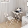 3 Piece Patio Bistro Set Of Foldable Square Table And Chairs - White - Image 10