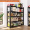 Wide Metal Shelves, With 5 Removable Dividers, Large Capacity, Strong Load Bearing, Suitable For Garage, Kitchen And Office - Black - Image 2