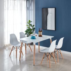 5 Piece Dining Set, Kitchen Set, KD Chair, Table And Chair - White