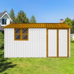 10'x12' Garden Sheds Outdoor Storage Sheds With Window - White / Yellow
