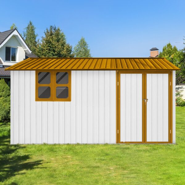 10'x12' Garden Sheds Outdoor Storage Sheds With Window - White / Yellow