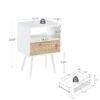 15.75" Rattan End Table With Drawer And Solid Wood Legs, Modern Nightstand, Side Table For Living Room, Bedroom - White - Image 4