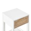 15.75" Rattan End Table With Drawer, Modern Nightstand, Side Table For Living Room, Bedroom - White - Image 12