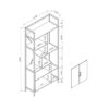 Six Shelf Modern Bookcase With Two Door Storage Cabinet With Two Shelves - Brown / Black - Image 4