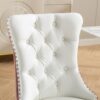 Nikki - Modern, High-End Tufted Solid Wood Contemporary And Velvet Upholstered Dining Chair With Wood Legs Nailhead Trim (Set of 2) - White / Pink - Image 9