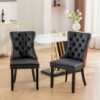 Nikki - Modern, High-End Tufted Solid Wood Contemporary And Velvet Upholstered Dining Chair With Wood Legs Nailhead Trim (Set of 2) - Black / Winered / Burgundy - Image 14