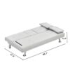 Futon Sofa Bed With Armrest Two Holders - White - Image 17