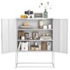 Heavy Duty Metal Buffet Sideboard Modern Steel Storage Cabinet With 2 Shelves, Free Standing Accent Cabinet With Magnetic Doors For Bedroom, Kitchen, And Home Office, Anti-Tip Design - White - Image 12
